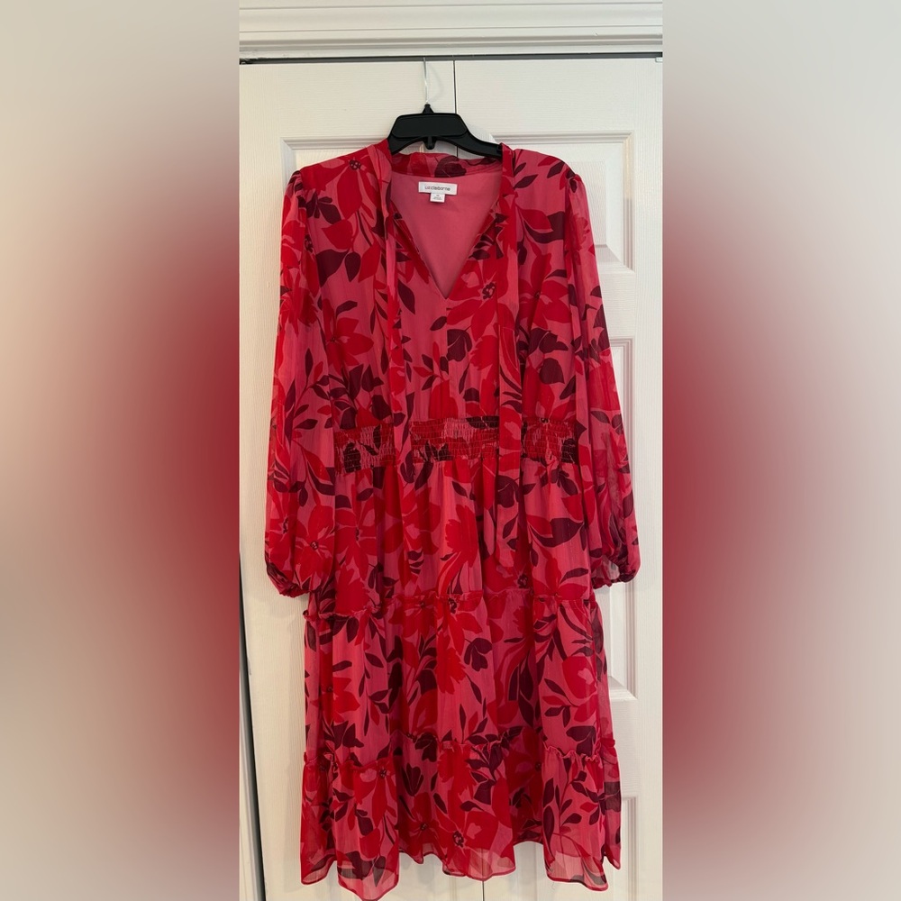 Liz Claiborne Red and Pink Floral Dress